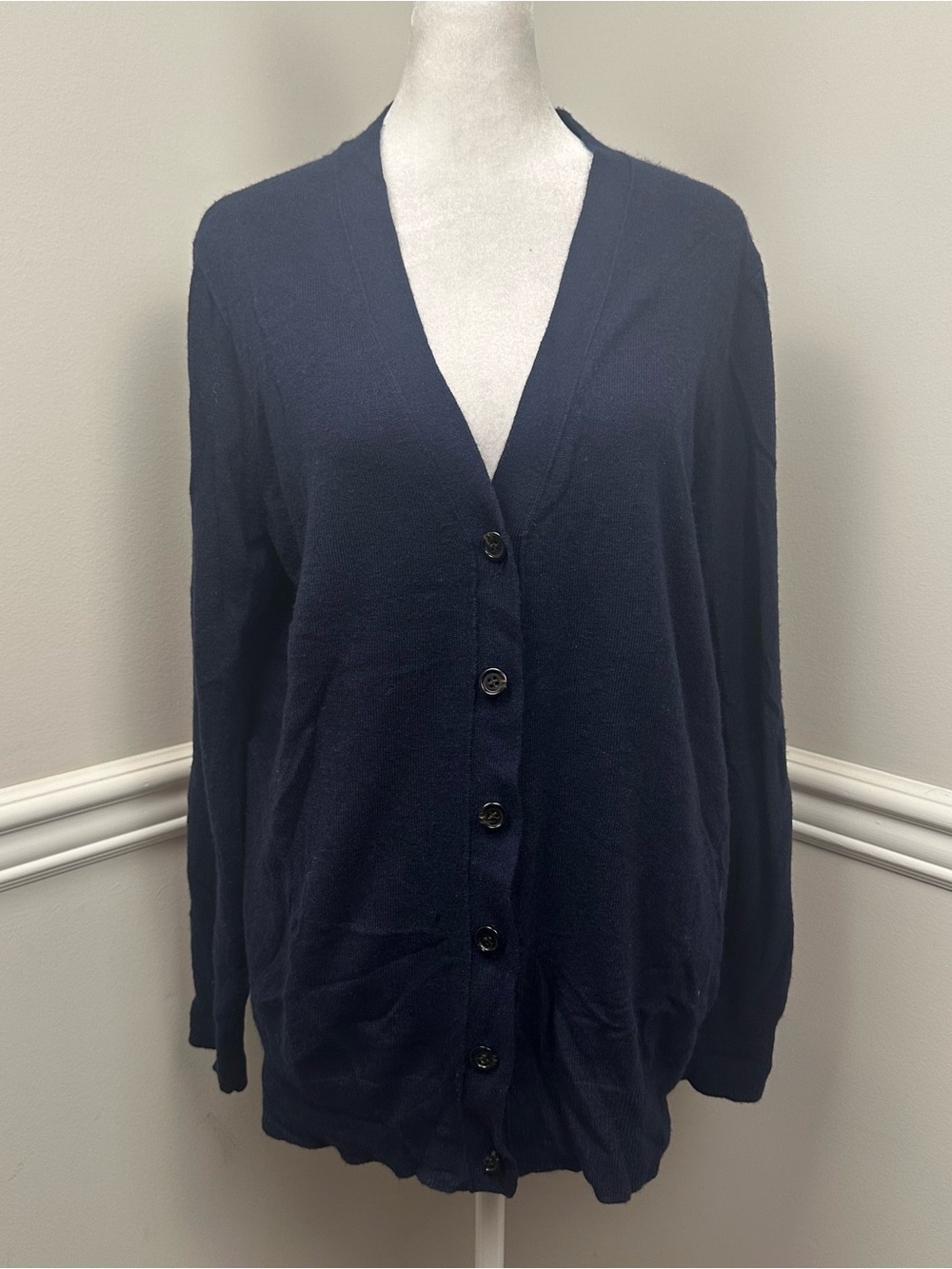 J. Crew Navy V-Neck Button Front Cardigan M
